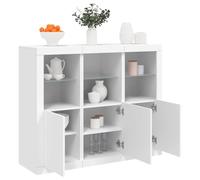 Homgoday Aparador con luces LED, 3 unidades, blancas, de madera contrachapada, mueble de suelo, muebles, mesilla de noche, aparador para dormitorio, modelo 3209100