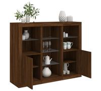 Homgoday Aparador con luces LED, 3 unidades, roble marrón, de madera contrachapada, mueble de suelo, muebles, mesilla de noche, aparador para dormitorio, modelo 3209127
