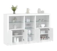 Homgoday Aparador con luces LED blanco 162 x 37 x 100 cm, mueble aparador, armario de suelo, muebles de oficina, mesilla de noche, mesita de noche, aparador para dormitorio