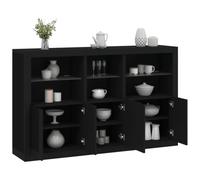 Homgoday Aparador con luces LED negras, 162 x 37 x 100 cm, mueble aparador, armario de suelo, muebles de oficina, mesilla de noche, aparador para dormitorio, modelo 3209143