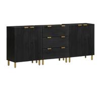 Homgoday Aparador de 3 piezas negras de madera contrachapada, mueble aparador, armario de suelo, muebles de oficina, mesilla de noche, aparador para dormitorio