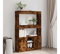 Homgoday Aparador de roble ahumado 92 x 33 x 140 cm de madera multicapa para decoración de armario, armario de suelo, muebles de oficina, mesilla de noche, aparador para dormitorio