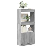 Homgoday Aparador gris Sonoma 63 x 33 x 140 cm de aglomerado, mueble aparador, armario de suelo, muebles de oficina, mesilla de noche, aparador para dormitorio