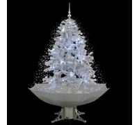 Homgoday Árbol de Navidad con Nieve con Base en Paraguas Blanco 140 cm Realista Artificial Árbol Decoración Interior, Base de Metal, Reutilizable