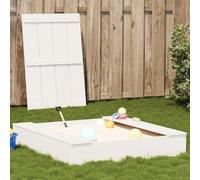 Homgoday Arenero con Tapa Madera Maciza de Pino Blanco 111x111x19,5 cm arenero niños Exterior arenero niños