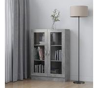 Homgoday Armario con vitrina gris cemento 82,5 x 30,5 x 115 cm aglomerado, librería vertical para ahorrar espacio, estantería, armario librería, vitrina decoración