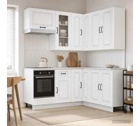 Homgoday Armario de Cocina Kalmar Blanco 155kg Madera Ingeniería con Gabinetes Ajustables y Fijación a la Pared para Cocina Moderna, 80x31x80 cm, 60x31x40 cm, 40x31x80 cm