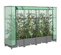 Homgoday Arriate con Cubierta Invernadero Aspecto ratán 160x40x123 cm Invernadero con Puerta y Ventanas para Balcón caseta de Tomates Invernadero Exteriores Invernadero de jardín Gris Claro