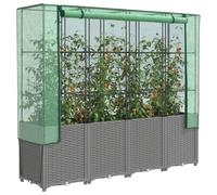 Homgoday Arriate con Cubierta Invernadero Aspecto ratán 160x40x153 cm Huerto Urbano Terraza Mesa de Cultivo Cubierta con Cubierta, para Plantas Flores Verduras Jardín Interior Exterior Tipo1