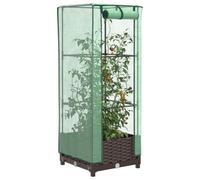 Homgoday Arriate con Cubierta Invernadero Aspecto ratán 40x40x123 cm Huerto Urbano Terraza Mesa de Cultivo Cubierta con Cubierta, para Plantas Flores Verduras Jardín Interior Exterior Tipo1