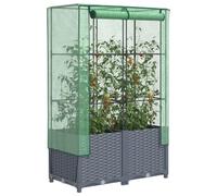 Homgoday Arriate con Cubierta Invernadero Aspecto ratán 80x40x138 cm Invernadero con Puerta y Ventanas para Balcón caseta de Tomates Invernadero Exteriores Invernadero de jardín Gris Azulado