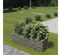 Homgoday Arriate de gaviones de Acero 180x50x50 cm Arriate Jardin de Acero Recubrimiento Polvo, Elevado Macetero Maceta para Plantas Vegetales Hierbas