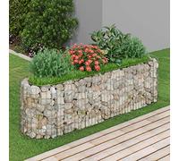 Homgoday Arriate de gaviones de Hierro galvanizado 190x50x50 cm Arriate Jardin Jardinera Exterior para Terraza Elevado Macetero Maceta para Plantas Vegetales Hierbas