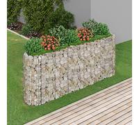 Homgoday Arriate de gaviones de Hierro galvanizado 260x50x100 cm Arriate Jardin Jardinera Exterior para Terraza Elevado Macetero Maceta para Plantas Vegetales Hierbas