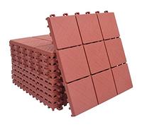 Homgoday Baldosas de terraza 10 uds plástico Rojo 30,5x30,5 cm Suelo Set Baldosas de Exterior para Porche Patios Jardin