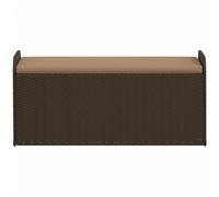 Homgoday Banco de almacenaje y cojín ratán sintético marrón 115x51x52 cm Banco Columpio Banco para Exterior Banco de Jardín
