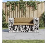 Homgoday Banco de Jardín con Gaviones - Cesta de Piedra y Alambre para Balcón, 143 x 71 x 65,5 cm con Madera de Pino