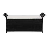 Homgoday Baúl con cojín de poliratán negro, 138 cm, elegante y espacioso