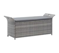 Homgoday Baúl con cojín gris, 138 cm, de poliratán, cómodo y funcional