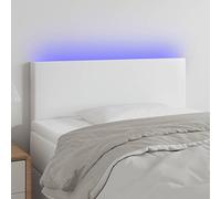 Homgoday Cabeceros de cama, cabecero blanco con LED, 80 x 5 x 78/88 cm, de piel sintética, cabeceros de cama, cabecero de cama de matrimonio, respaldo para cama y sofá