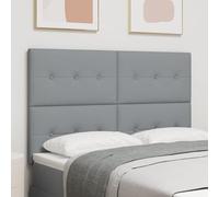 Homgoday Cabeceros de Cama,Mueble Cabecero,Luz de Cabecera LED Gris Claro 72 cm Tela