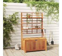 Homgoday Caja de Almacenaje con Enrejado de Madera Maciza de Acacia - Decorativa y Práctica para Exterior