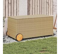 Homgoday Caja de almacenaje jardín con Ruedas ratán PE Beige Mezcla 190L Baúl de Almacenaje para Jardín,Arcón Exterior para Ordenación en Patio y Terraza
