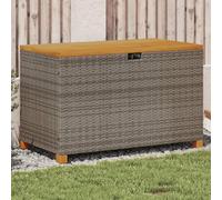 Homgoday Caja de almacenaje jardín Madera Acacia ratán Gris 110x55x63 cm Baúl de Almacenamiento para Jardín Baúl Exterior para Patio y Terraza