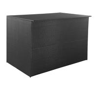 Homgoday Caja de almacenaje jardín ratán sintético Negro 150x100x100 cm Baúl de Almacenamiento para Jardín Baúl Exterior para Patio y Terraza