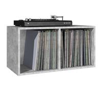 Homgoday Caja de almacenamiento LP para discos de vinilo, estante organizador de discos de vinilo, mueble de salón, caja de transporte de hormigón, gris, 71 x 34 x 36 cm, madera de ingeniería