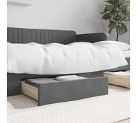 Homgoday Cajones de cama 2 piezas gris oscuro madera multicapa y tela, marco de cama, marco de cama, marco de cama, marco moderno, estructura para salón, dormitorio