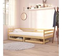 Homgoday Cajones de cama de 2 piezas de madera maciza de pino, cama con marco de cama, estructura de cama, marco moderno, estructura para salón, dormitorio, modelo 806970IT