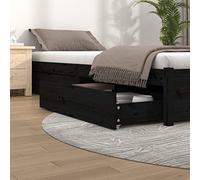 Homgoday Cajones de cama de 4 piezas de madera maciza de pino negro, para cama con marco de cama, marco de cama, marco moderno, para salón, dormitorio, modelo 814998IT