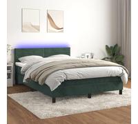 Homgoday Cama Box Spring con Colchón de Muelles Ensacados y LED, Terciopelo Suave, Cabecero Ajustable, Protección de Colchón, Manual de Montaje Incluido Modelo WQZJ-3134462ES