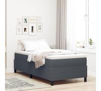 Homgoday Cama Box Spring Gris Oscuro 80x200 cm Tela de Pana Cama Canape, Cama Tapizada, Somier,Marco de Cama,Estructura Cama