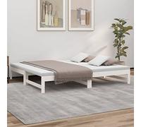 Homgoday Cama de Día Extensible, Sofá Cama Con Somier de Lamas, Estructura de Madera Maciza de Pino, Para Dormitorio y Salón, Color Blanco, 2 x (75 x 190) cm