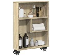 Homgoday Carrito estrecho de roble Sonoma, 48 x 13 x 68 cm, de aglomerado, armario librería vitrina, librería vertical, ahorra espacio, estantería, librería de suelo para salón o estudio