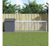 Homgoday Casa Mobilia - Gallinero con zona de carreras, color antracita, 117 x 405 x 123 cm, de acero galvanizado, jaula para animales o gallineros