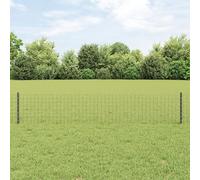 Homgoday Cerca Euro con 22 Postes U Gris 0,4x50 m Acero Postes de Cerca de Metal,Postes de Cerca de Acero para jardín, Césped, Granjas, Cercas al Aire Libre, Huertos, Carreteras