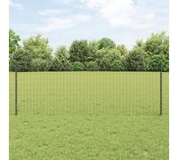 Homgoday Cerca Euro con 5 Postes en U Gris 0.8x10 m de Acero Postes de Cerca de Metal,Postes de Cerca de Acero para jardín, Césped, Granjas, Cercas al Aire Libre, Huertos, Carreteras