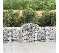 Homgoday Cesta de gaviones Forma Arco Hierro galvanizado 200x50x80/100cm Cesta gaviones Forma Hierro galvanizado Cesta Muro Gaviones Jardín