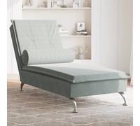 Homgoday Chaise Longue - Cojín de rodillo de masaje gris claro de terciopelo, tumbonas para tomar el sol, sofá cama muebles, cama de piscina, tumbona de jardín