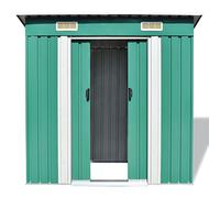 Homgoday Cobertizo de Almacenamiento Metálico Verde, 190x124x181 cm, con Ventilación y Puertas Corredizas