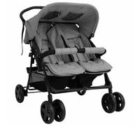 Homgoday Cochecito Gemelar Gris Claro en Aiaio, Muebles para Casa Interior Exterior Salón Dormitorio