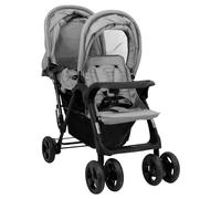 Homgoday Cochecito Gemelar Tandem Gris Claro en Aiaio, Muebles para Casa Interior Exterior Salón Dormitorio