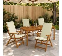 Homgoday Cojín para Silla de Respaldo Alto Resistente UV con Funda Desmontable y ataduras de poliéster Crema 120x50x6 cm Pack de 6 para Interior y Exterior