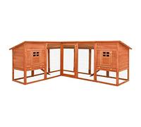 Homgoday Conejera grande marrón de madera maciza de abeto, jaula para animales, jaula para pollos exterior para aves de corral, gallineros, conejos