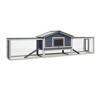 Homgoday Conejera gris 310 x 70 x 87 cm de madera maciza de pino y abeto, jaula para animales, jaula para pollos exterior para aves de corral, gallineros, conejos