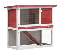 Homgoday Conejera para exteriores con 1 puerta roja de madera, jaula para animales, jaula para pollos exterior para aves de corral, gallineros, conejos