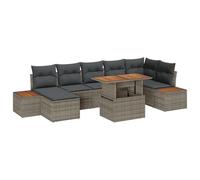 Homgoday Conjunto de Sofá de Jardín Set de 8 Gris Rattan, Poliéster Conjunto Jardin Exterior, Conjunto Mesa y Sillas Jardin, Conjunto Jardin sofá